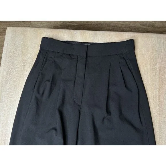 Aritzia Babaton Represent Pant in Black Size 2 Wide Leg Pleated Wool Trousers